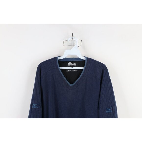 Vintage Mizuno Golf Mens M Spell Out Ribbed Knit WindLite Sweater Jacket Swacket - Picture 2 of 13